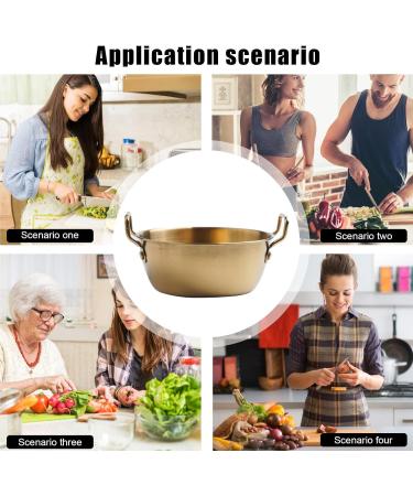 Metal Bowls - Snacks Bowl with Double Ear | Noodle Bowl with Handle | Stainless Steel Soup Bowls for Camping | Korean Golden Snack Bowl | Household Serving Bowl for Rice Desserts | Cooking Bowl Gold 14CM - Buy Online on GoSupps.com