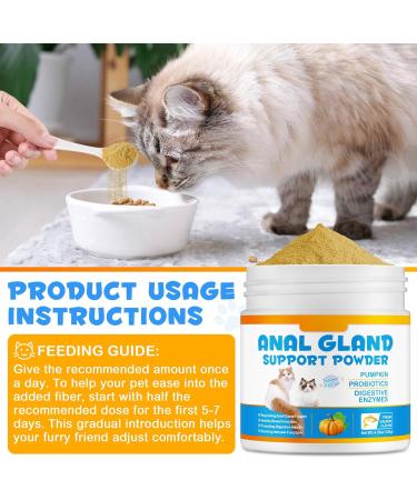 Anal Gland Support Powder for Cats with Pumpkin Probiotics and Digestive Enzymes for Bowel & Digestive Healthy Fresh Salmon Flavor 4.23oz - Buy Online on GoSupps.com