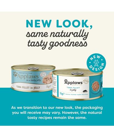 Applaws Natur Tuna Fillet with Salmon in Jelly - 24 x 70g Premium Wet Food for Adults - 1.68 kg Pack - Buy Online on GoSupps.com