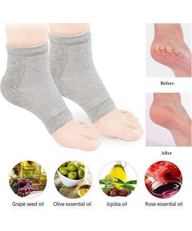 Aokbean Heel Socks - 2 Pairs Moisturizing Gel Socks for Dry Cracked Skin | Open Tip Silicone Foot Care for Men & Women (Black + Gray) - Buy Online on GoSupps.com