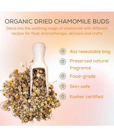 bMAKER Dried Chamomile Flowers (4oz) - Kosher Certified for Herbal Tea, Soap, Lotion & Essential Oil - Relaxation and Aromatherapy - Buy Online on GoSupps.com