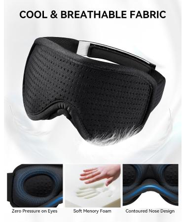 MUSICOZY 3D Contoured Memory Foam Sleep Eye Mask for Side Sleepers - Breathable Black Mask for Insomnia, Travel, and Meditation - Buy Online on GoSupps.com
