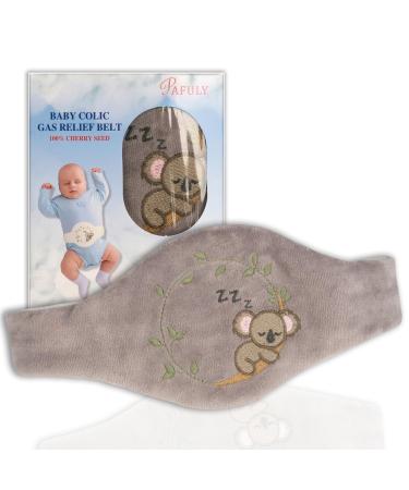 Baby Colic Gas and Upset Stomach Relief for Newborns-100% Cherry Seed-Heated Tummy Wrap-Colic Baby Swaddling Belt for Natural Relief Soothing and Calming (Gray)