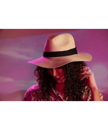Deluxe Wide Brim Straw Panama Hat - UPF50+ Roll Up Fedora for Beach Sun - Adjustable, Color Choice - Panama Hats for Women/Men- Beige - Buy Online on GoSupps.com
