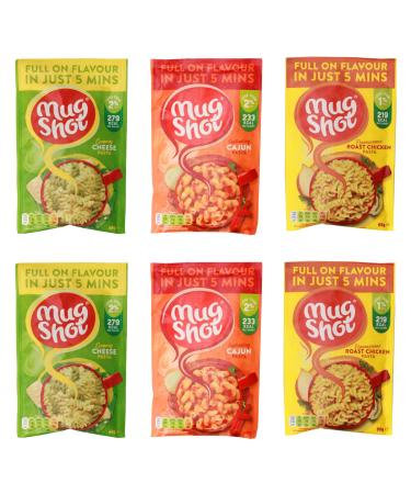 Instant Pasta Variety Bundle - With Mugshot Creamy Cheese Cajun and Roast Chicken Flavours - Ready in 5 Minutes - 366g