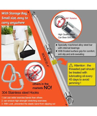 Portable Heavy-Duty Home Gym Resistance Band Bar Set | 4 Stackable Bands | Full Body Exercise Kit | 500LBS Capacity 90cm Bar & Workout Guide - Buy Online on GoSupps.com