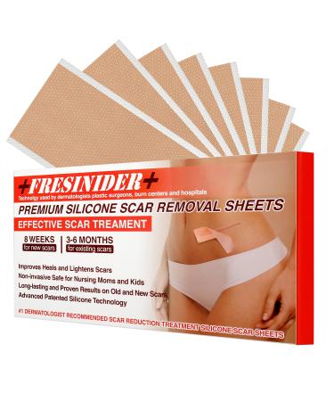FRESINIDER Silicone Scar Removal Sheets Comfortable and Effective Silicone Patches For Acne Scars Post-Surgery Scars Hypertrophic Keloid and Tummy Tucks Pack of 8 5.9x2.4 2.4 x 5.9 8pack
