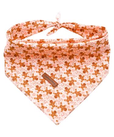 Lionheart Glory Dog Haller 1 package Washable soft cotton Christmas bib adjustable kerchief square dog Neck towel for small dogs pink neckerchchen s (1 Pack) b: gingerbread man
