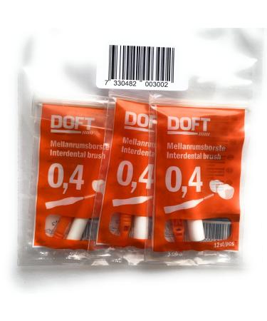 DOFT Premium interdental brush for effective cleaning of the spaces between teeth. 3x12 pieces. (0.4/ISO 0 Orange)