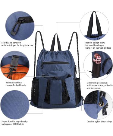 BeeGreen Navy Drawstring Basketball Bag with Ball Holder & Shoe Compartment - Perfect for Boys and Girls - Buy Online on GoSupps.com