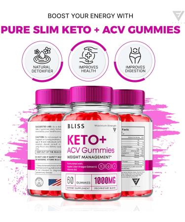 2 Pack Bliss Keto ACV Gummies - Maximum Strength Apple Cider Vinegar Supplement with Folate & Beet Root - Advanced Keto Support - Buy Online on GoSupps.com