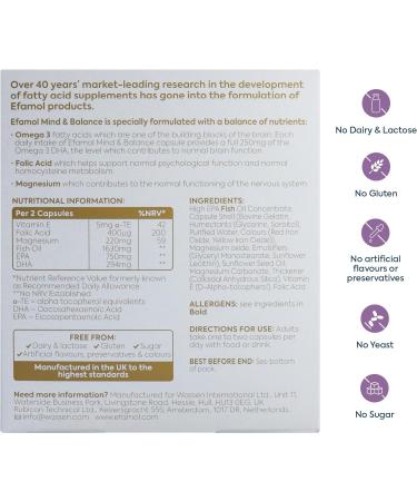 Efamol Mind & Balance Supplement | DHA & EPA for Brain Function | 30 Capsules - Buy Online on GoSupps.com