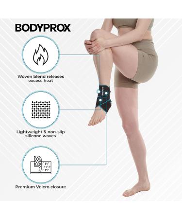 Bodyprox Adjustable Compression Ankle Support Brace for Sports - One Size Fits Most | Men & Women - 1 Pack - Buy Online on GoSupps.com