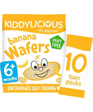 Kiddylicious Banana Wafers - Gluten and Dairy Free Kids Snack - Suitable for 6+ Months - 4 x 10 Twin Packs (Pack of 3) Banana 10 Count (Pack of 12) - Buy Online on GoSupps.com