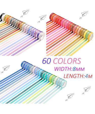 VEWINGL 60 Rolls Washi Tape Set - 8mm Wide Decorative Colored Masking Tapes for Scrapbooking, Bullet Journaling, DIY Crafts - Aesthetic Designs in 60 Colors - Buy Online on GoSupps.com