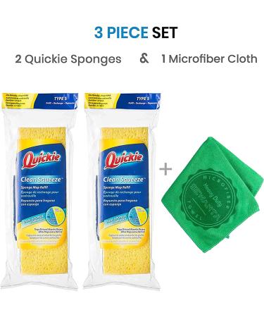Quickie Sponge Mop Refill Set of 2 - Replacement Mop Pads 9X2.75 Inch - Made in USA with Eraser Cleaning Pad - Buy Online on GoSupps.com