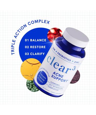 SMNutrition Clear Skin Acne Supplement Skin Support Vitamins for Women & Men - 120 Capsules - Buy Online on GoSupps.com