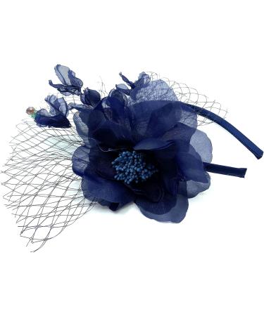 Ladies Beaded Fascinator Aliceband Hairband for Weddings Races Royal Ascot Derby (Navy Blue) - Buy Online on GoSupps.com