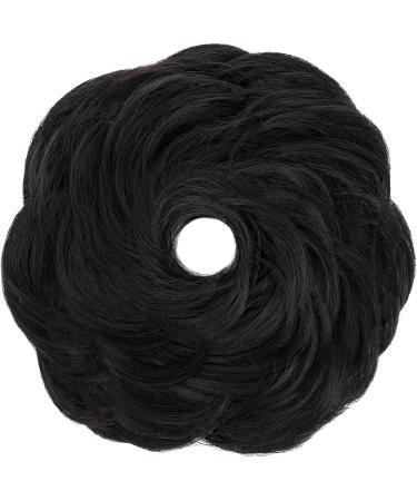 S-Noilite Curly Messy Bun Hair Scrunchie for Women, Natural Black 2 - Synthetic Chignon Ponytail Extension - Buy Online on GoSupps.com