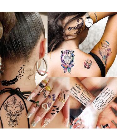 Bilizar Watercolor Owl Tiger Lion Temporary Tattoos - 56 Sheets, Realistic 3D Fake Tattoo Sleeve Stickers for Men, Women, and Kids - Long Lasting Body Art Decals - Buy Online on GoSupps.com