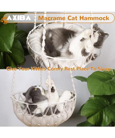AXIBA Macrame Cat Hammock with Cushion - Hanging Cat Bed for Indoor Cats - Buy Online on GoSupps.com