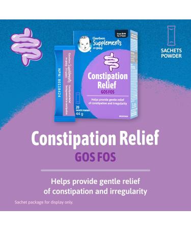 Gerber Supplements for Baby Constipation Relief (GOS FOS) 0-3 Years For Constipation & Irregularity No Additives Colours Flavours or Artificial Sweetener Sachets - Buy Online on GoSupps.com
