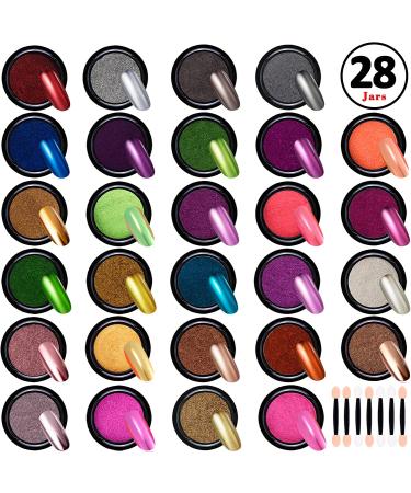 Duufin 10 Jars Chrome Nail Powder Set with 10 Eyeshadow Sticks - Metallic Mirror Nail Art Powder - Buy Online on GoSupps.com