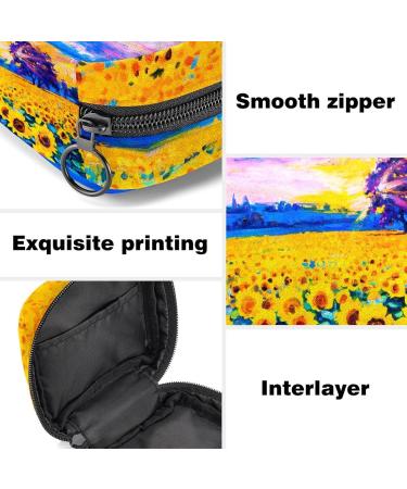 Stylish Sunflower Oil Painting Storage Bag for Women & Teens | Portable Menstrual Cup Bag - Buy Online on GoSupps.com