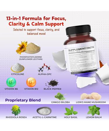All-in-1 Phosphatidylserine Citicoline Alpha-GPC & Uridine Supplement Supports Mental Clarity Brain Energy & Cognitive Wellness 150 Capsules 150 count (pack of 1) - Buy Online on GoSupps.com