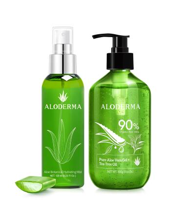 Aloderma Aloe Hydrating Set - Botanical Hydrating Mist Aloe Vera Gel + Tea Tree Oil