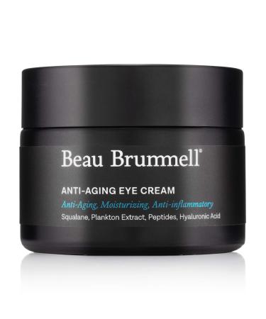 Beau Brummell For Men Anti-aging Eye Cream | Moisturizing Lotion Works on Wrinkles  Fine Lines  Dark Circles  Puffiness  Bags | Powered With Hyaluronic Acid  Squalane  Caffeine | Fragrance-Free 1.7 OZ | Made in USA