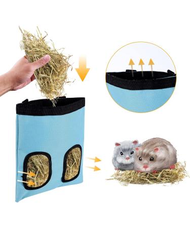 Rabbit Hay Feeder Bag Guinea Pig Hay Feeder Storage Racks 600d Oxford Cloth Fabric Hanging Feeding Hay for Hamsters Bunny Small Animals (Blue) - Buy Online on GoSupps.com