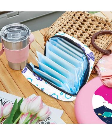 Stylish Turtle Silhouette Menstruation Pad Bag with Zipper - Women's Napkin & Tampon Collection Bag - Ocean Pattern for Girls - Buy Online on GoSupps.com