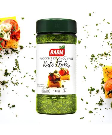 Badia Spices | Dried Kale Flakes | Dehydrated Kale Leaves | Gourmet Seasoning | Nutritious Superfood | Healthy Delicious & Flavourful | Gluten Free | MSG-Free |113g Kale Flakes Seasoning - Buy Online on GoSupps.com