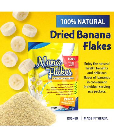 Prebiotic Nana Flakes 100% Pure Banana Flakes Medical Food Powder Decrease Fat Intake & Natural Remedy for Diarrhea & Heart Burn - Great Source of Fiber - Single Serve (100 Packets) Prebiotic 100 Single Serve Packets - Buy Online on GoSupps.com