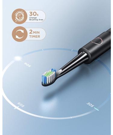 Electric Toothbrush with 5 Modes, 8 Heads, 40,000 VPM, IPX7 Waterproof, Timer - Rechargeable Sonic Toothbrush for Adults and Teens - Fast Charge, Long Battery Life, Portable - Black - Buy Online on GoSupps.com