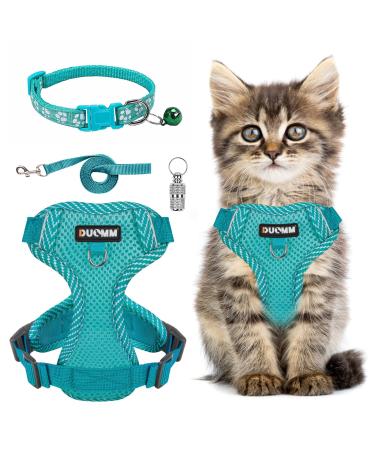 Cat Harness and Lead Set Adjustable Kitten Harness with Collar Pendant Mesh Cat Lead Harness with Reflective Strips Escape-Proof for Large Medium Small Cats Dogs Pets Walking(Blue S) S Blue