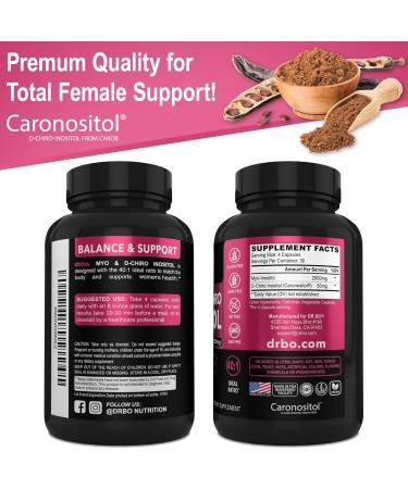 Myo-Inositol & D-Chiro Inositol Supplement Capsules - 40:1 Ratio Inositol Supplement for Women 2050mg with Vitamin B8 Pills - Natural Supplements for Female Women Support & Womens Health 120 Capsules - Buy Online on GoSupps.com