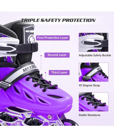 METROLLER Adjustable Inline Skates | Light Up Wheels | Beginner Skates for Kids & Adults | Purple | Sizes 4-7 US - Buy Online on GoSupps.com