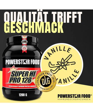 Powerstar Super Hi Pro 128 - Multi-Component Protein Powder Vanilla 1200g | 80% Protein for Muscle Building & Weight Loss | International Shipping Available - Buy Online on GoSupps.com