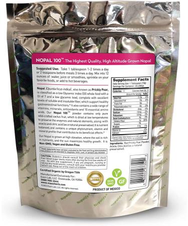 Maxx Herb Organic Red Nopal Cactus Powder - Digestion & Immune Support - 10 Oz Bag (28 Servings) | Vegan, Non-GMO, Gluten-Free - Buy Online on GoSupps.com