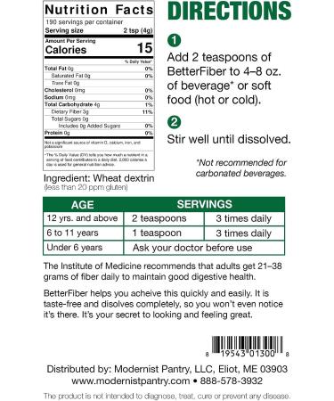 100% Generic Equivalent BetterFiber Prebiotic Fiber Supplement - Non-GMO, Gluten-Free, Vegan - 25.6oz/760g (190 Servings) - Buy Online on GoSupps.com