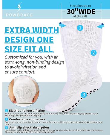 2 Pairs Super Width Diabetic Socks for Swollen Feet | Non-Slip Hospital & Bariatric Socks | One Size Tall Plus Size Comfort - Buy Online on GoSupps.com