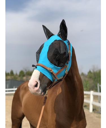 TGW RIDING Fly Mask for Horses - Super Comfort & Elasticity with Ears (Medium Pacific Blue) - International Shipping Available - Buy Online on GoSupps.com