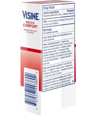 Buy Visine Red Eye Comfort Drops - Fast Relief for Red Eyes | Tetrahydrozoline HCl 0.5 fl. oz (Pack of 2) - International Shipping Available - Buy Online on GoSupps.com