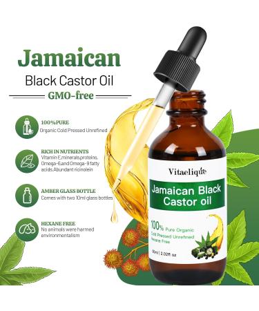 Jamaican Black Castor Oil 2.02oz - 100% Pure Organic Cold Pressed for Hair Growth Skin & Body Care | Moisturizing & Massage Oil - Buy Online on GoSupps.com