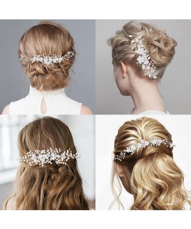 Makone Bride Hair Accessories Wedding Hair Vines Crystal Headpieces Flower Headband Bridal Hair Pieces wedding hair accessories for women Silver Flower Vine - Buy Online on GoSupps.com