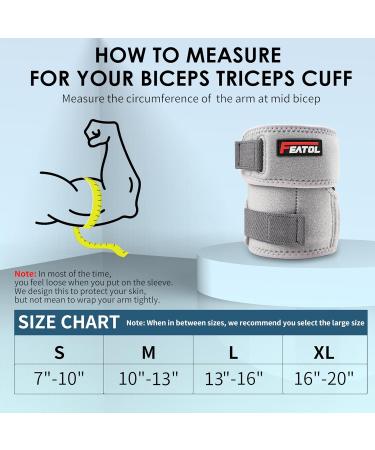 FEATOL Bicep Tendonitis Brace | Compression Sleeve Support for Pain Relief | Upper Arm Wrap for Men & Women | Gray Large - Buy Online on GoSupps.com