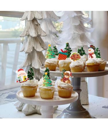 Gyufise 60Pcs Edible Christmas Cake Cupcake Decoration Edible Xmas Santa Claus Snowman Socks Cake Decorations Wafer Paper Holiday Cake Topper for Christmas Party Supplies - Buy Online on GoSupps.com