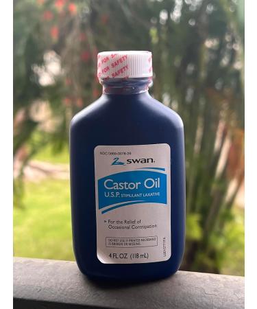 SWAN Castor Oil USP - 100% Stimulant Laxative for Occasional Constipation Relief - 4 Fl Oz (Pack of 2) with Waterproof Bag - International Shipping Available - Buy Online on GoSupps.com